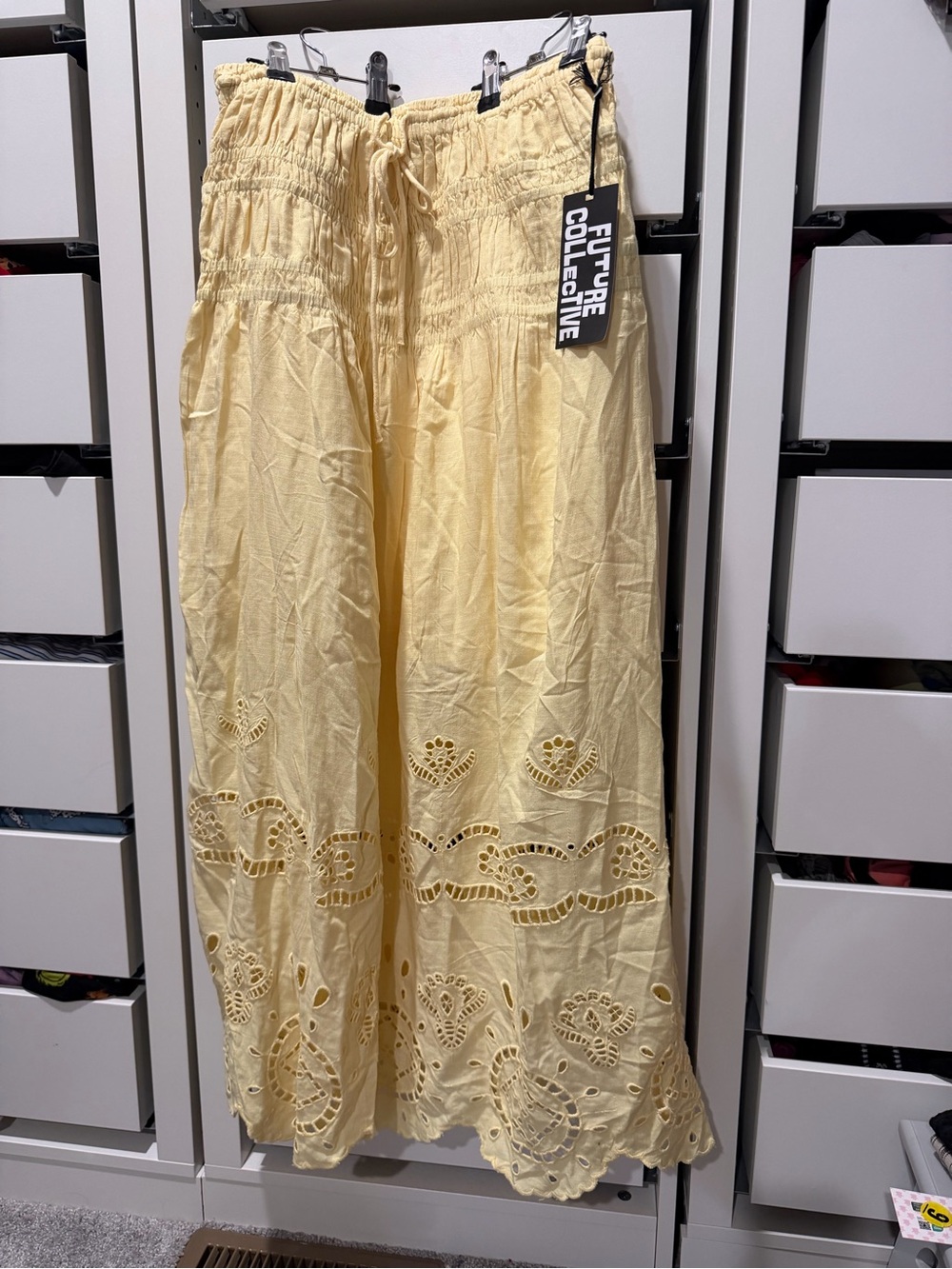 Yellow Eyelet maxi skirt